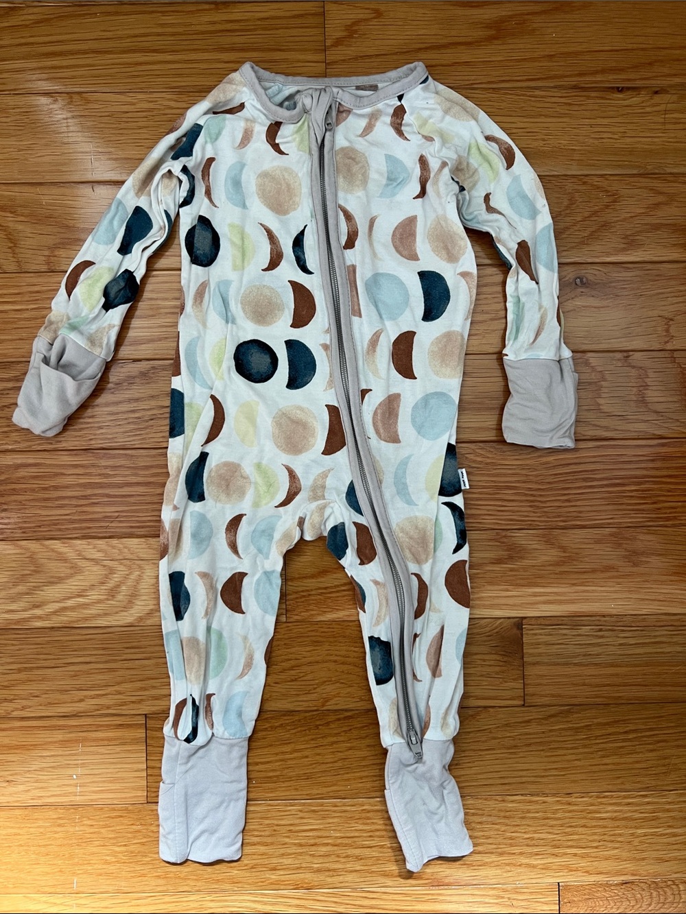 Little Sleepies Moon Phase Footed One-Piece in Cream, Blue, Brown, Mint